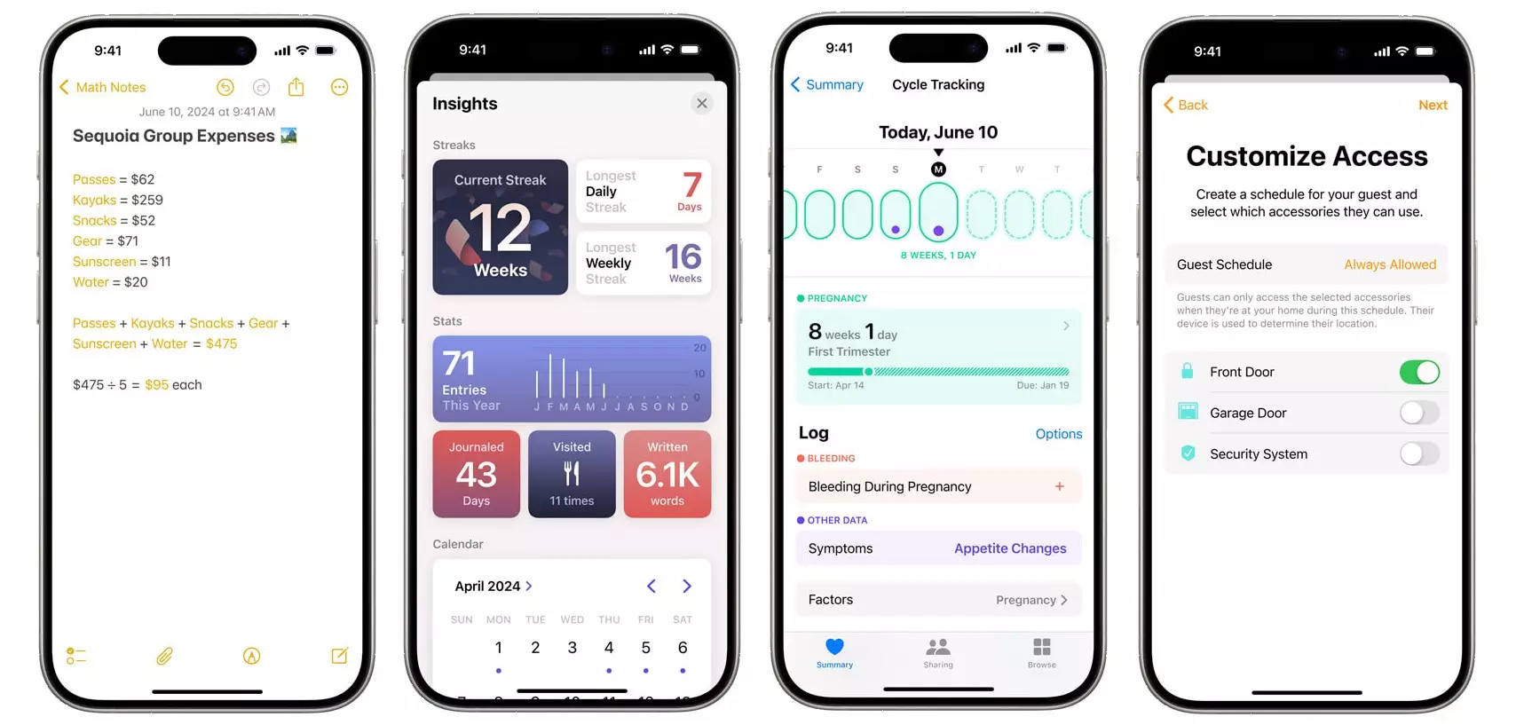 iOS 18 Math Notes Journal insights Health App data Home Screen Access.
