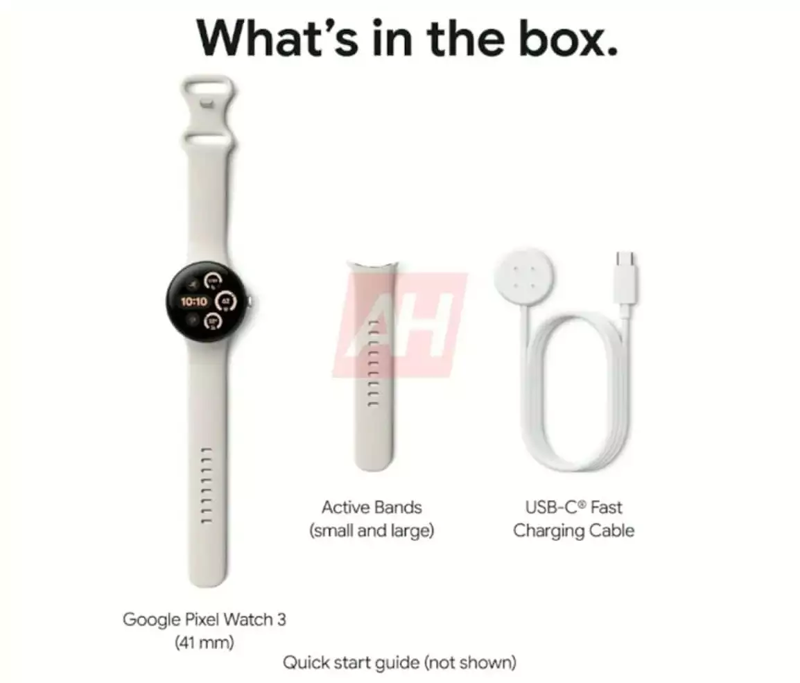 Google Pixel Watch 3 Promo box content leak.