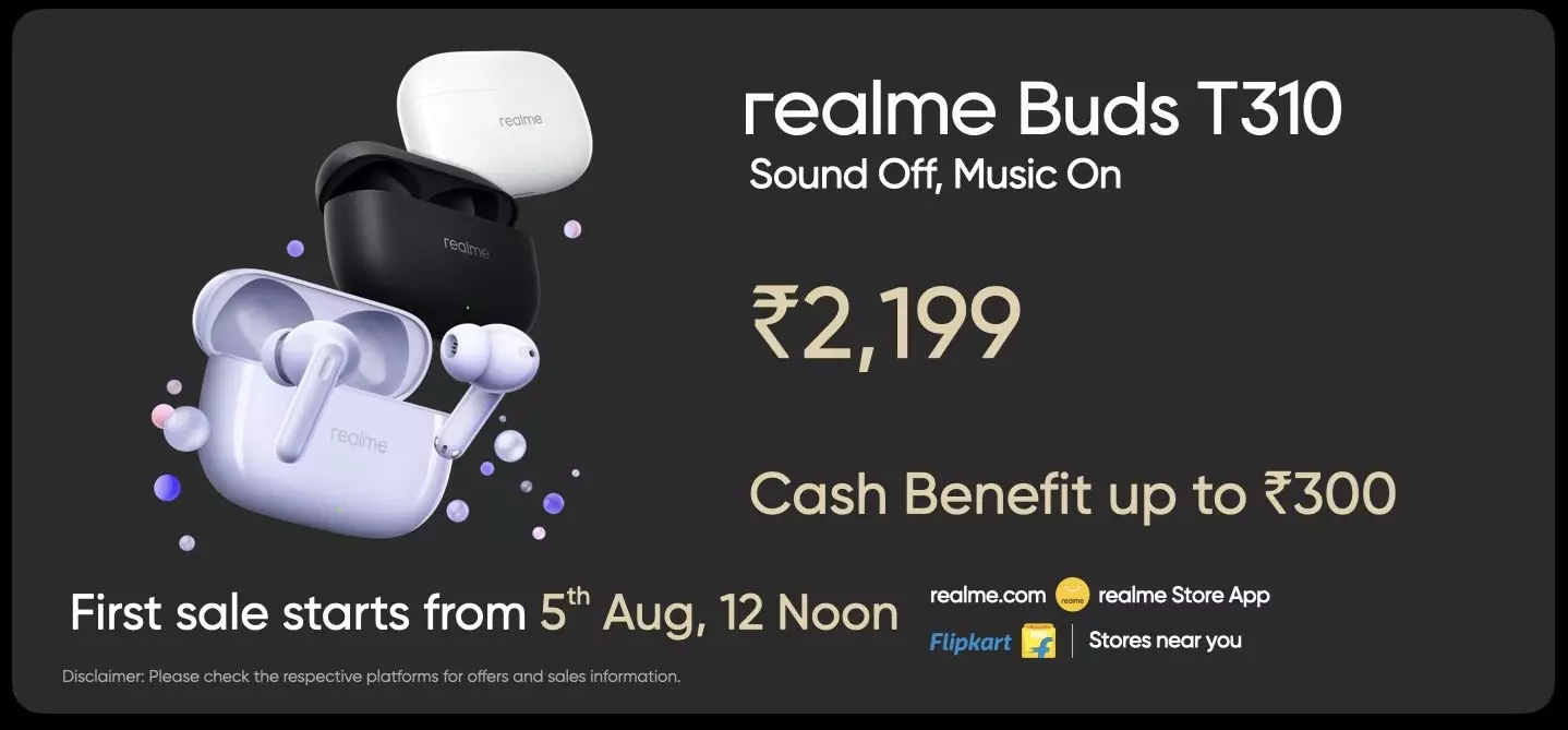 Realme Buds T310 launch offers India.