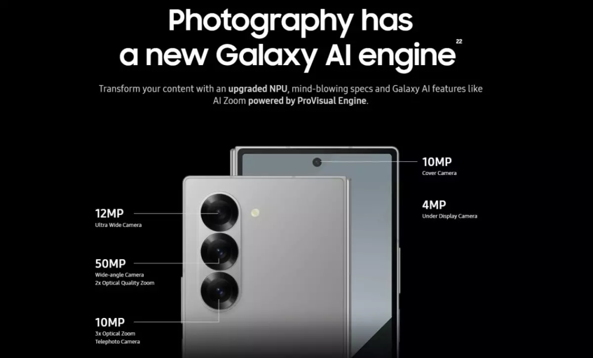 Samsung Galaxy Z Fold 6 camera specs.