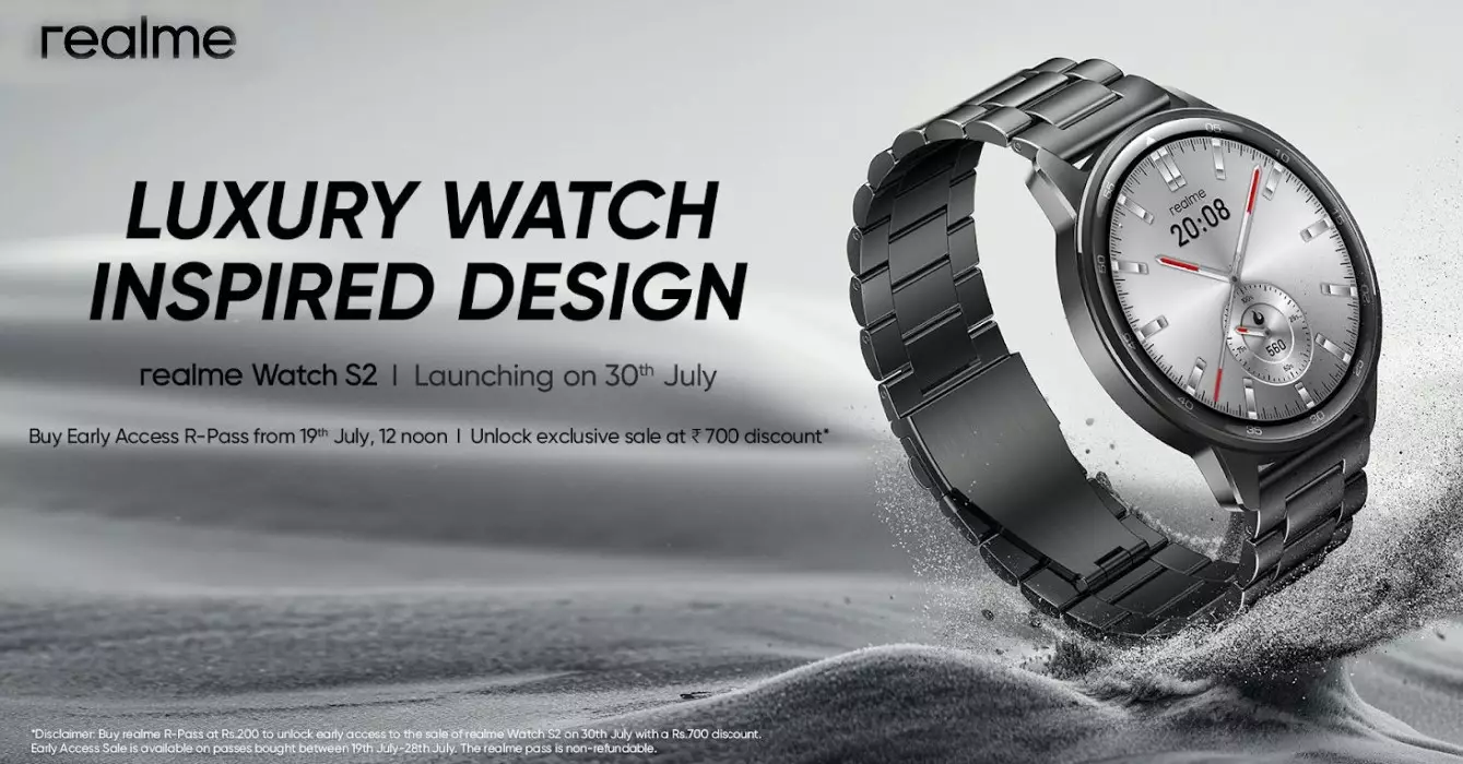 realme Watch S2 Design teaser India.