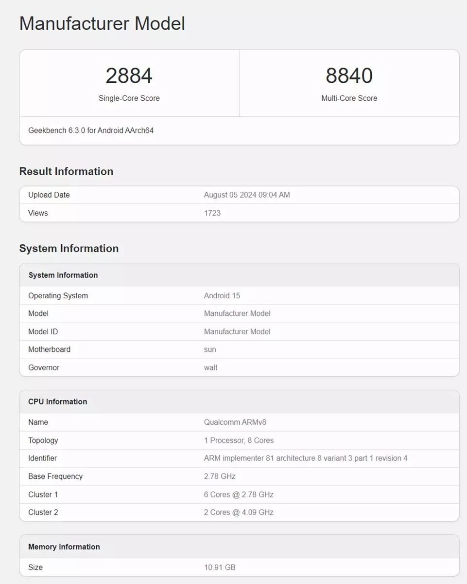 Snapdragon 8 Gen 4 QRD Geekbench score leak.