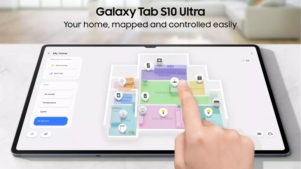 Samsung Galaxy Tab S10 Series Smart Home hub map.