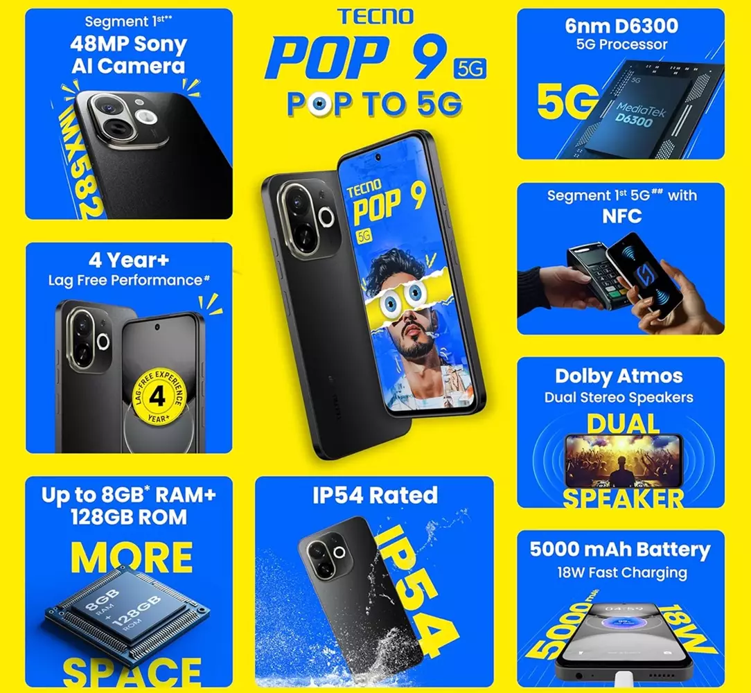 TECNO POP 9 5G features 1 India.