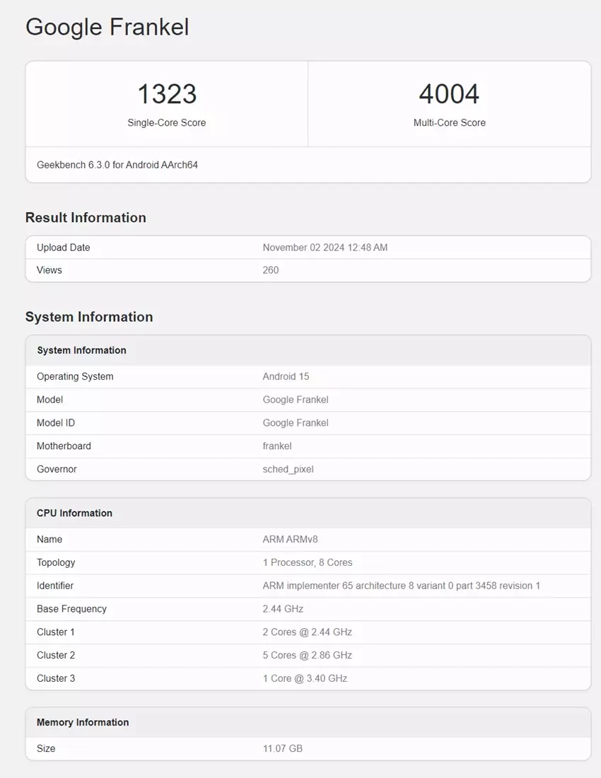 Google Pixel 10 Tensor G5 geekbench score.