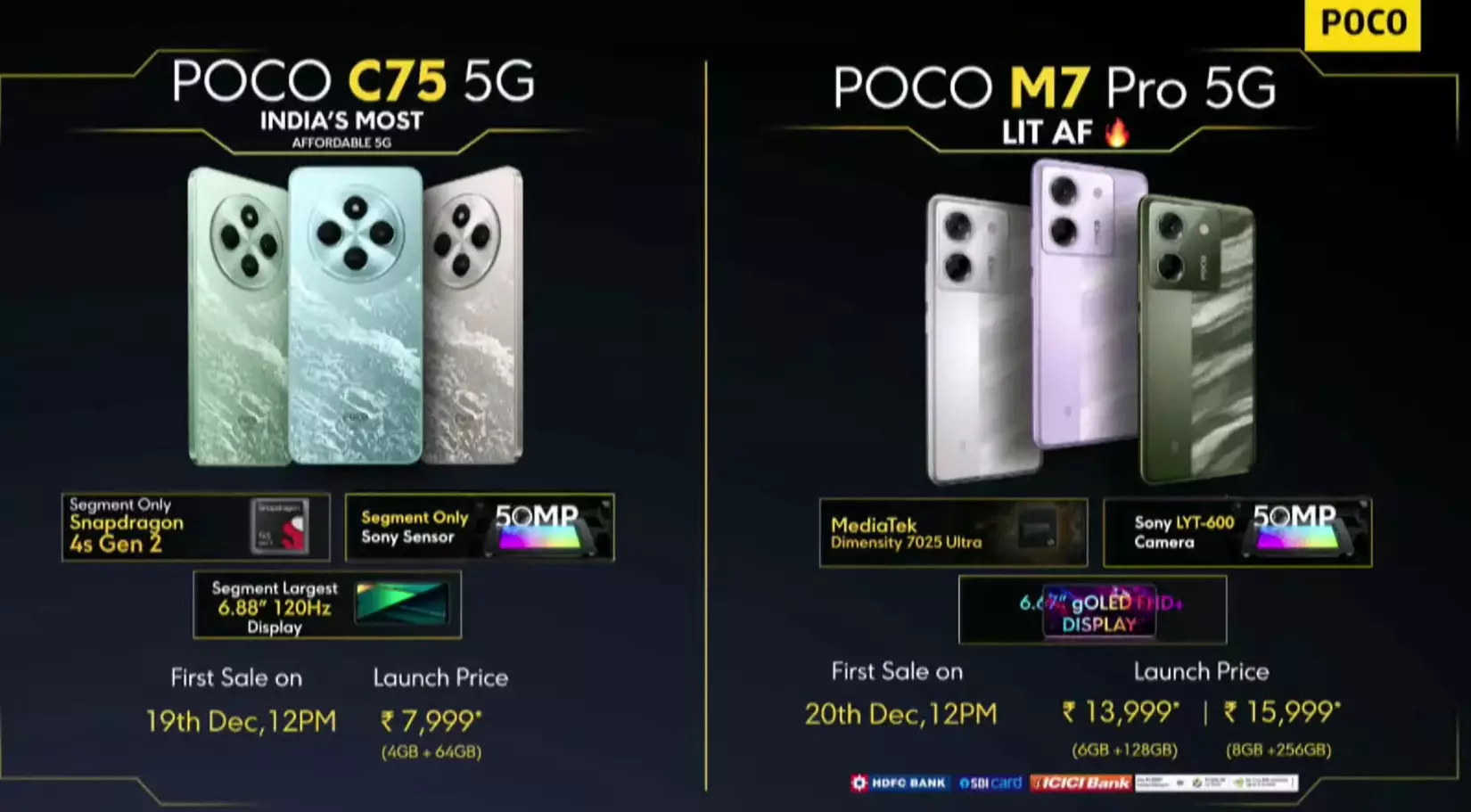 POCO M7 Pro 5G and POCO C75 5G Prices offers India.