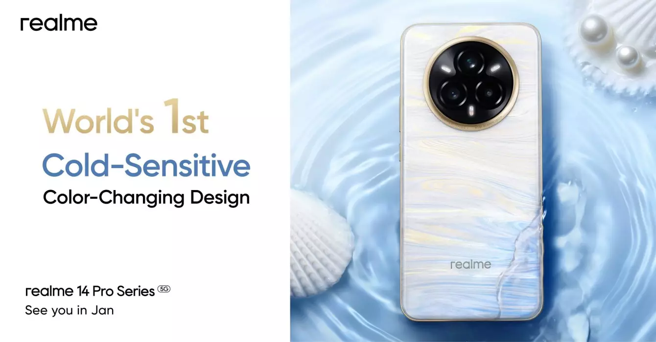 realme 14 Pro 5G color changing back scaled launch gloal.