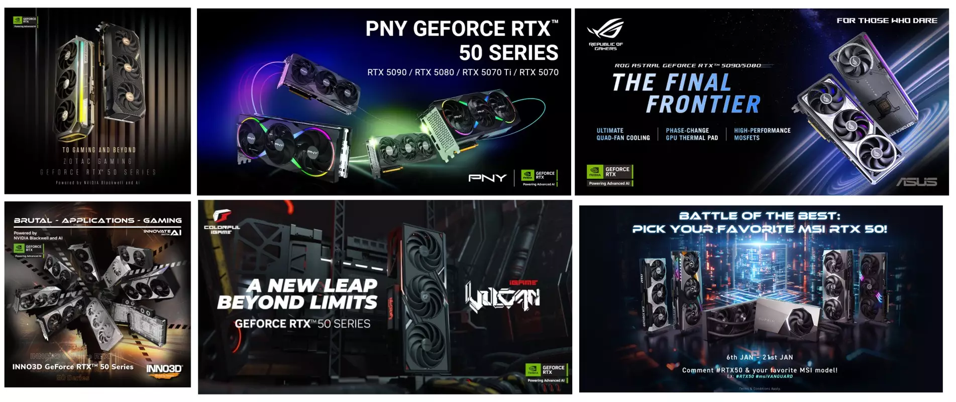 ASUS colorful zotac MSI Geforce PNY RTX 50 series teaser.