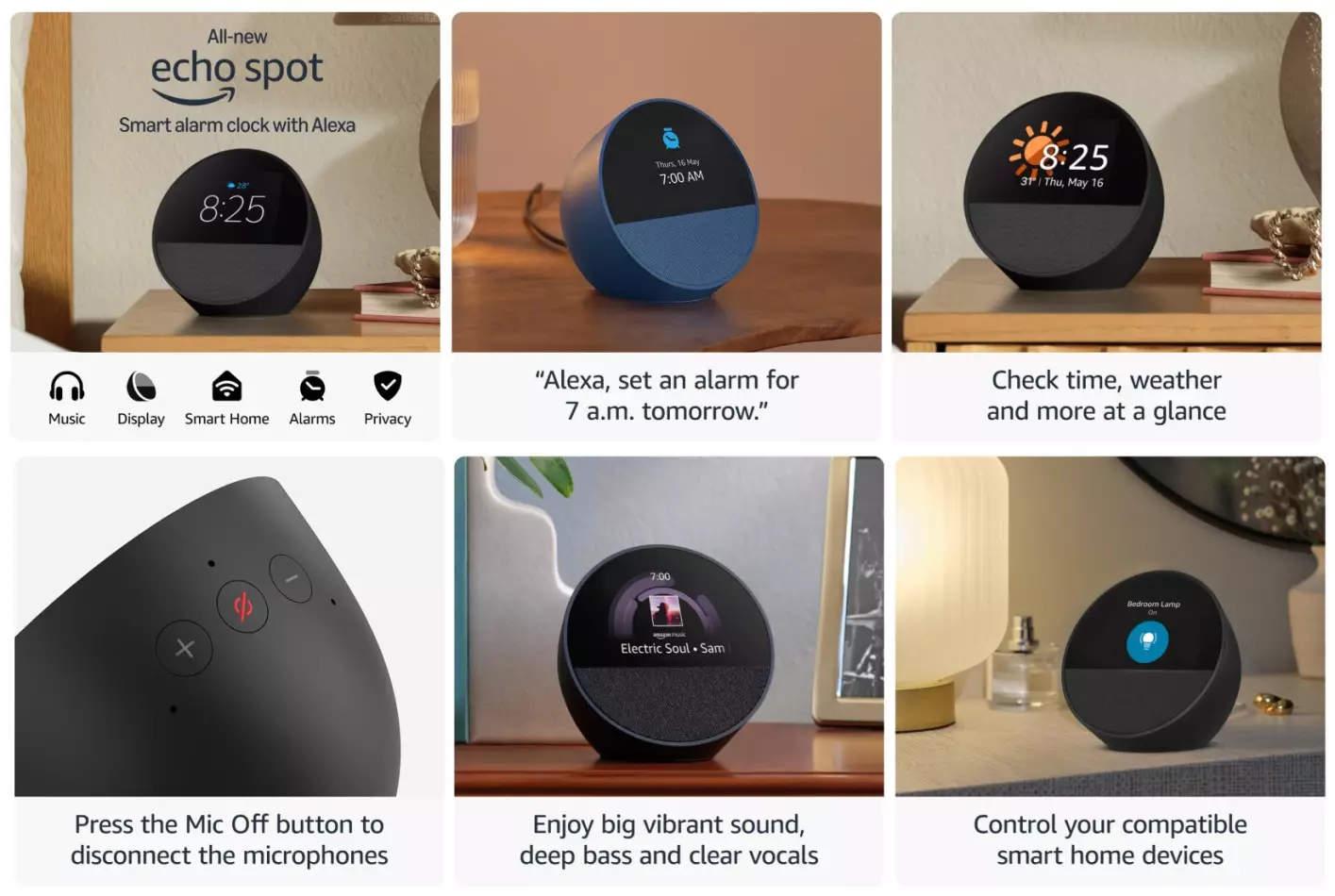 Amazon Echo Spot 2024 features India.