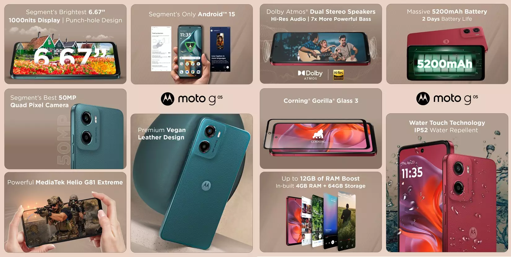 Moto G05 features India.