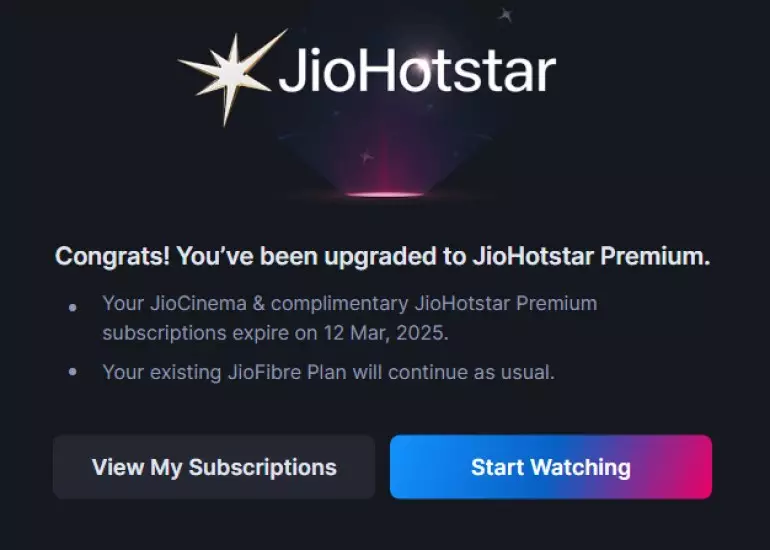 JioHotstar plan for JioCinema Premium subscribers India.